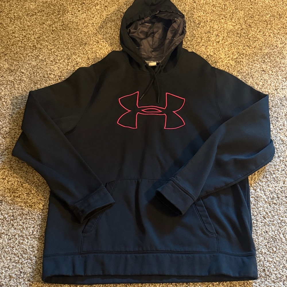 Under Armour Black Hoodie with Pink Emblem